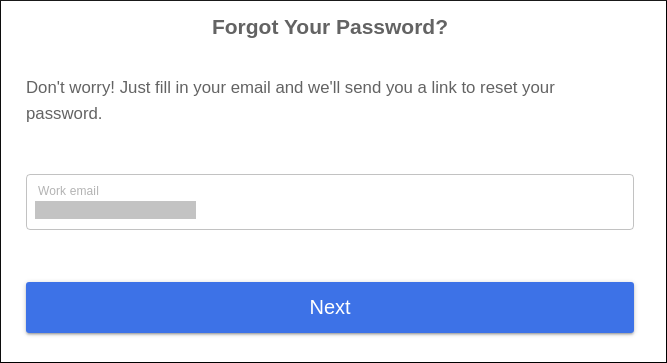 Screen capture of the password reset form.