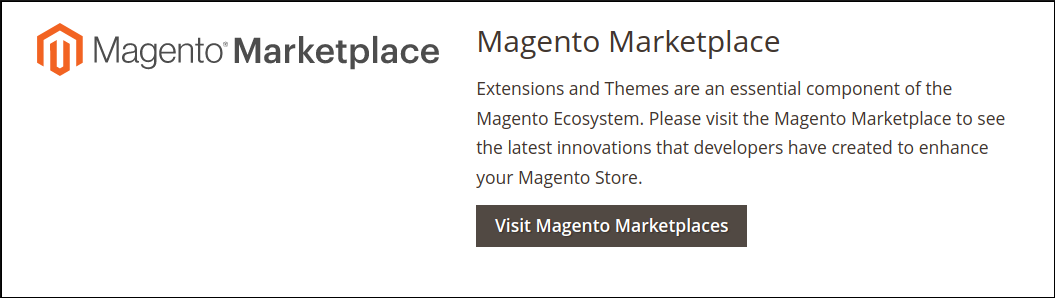Screenshot of the Magento marketplace link from a store.