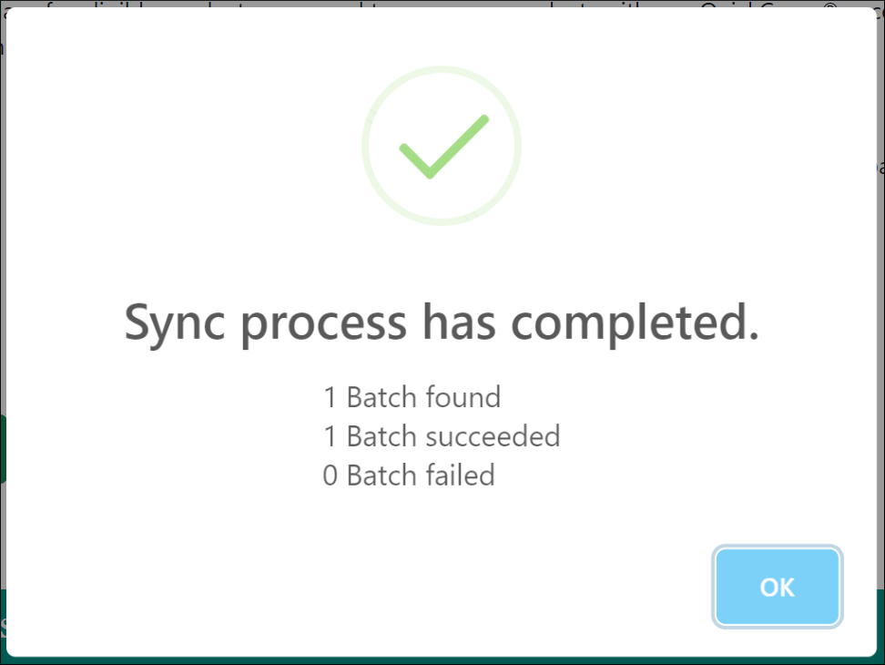 Manual product sync confirmation message